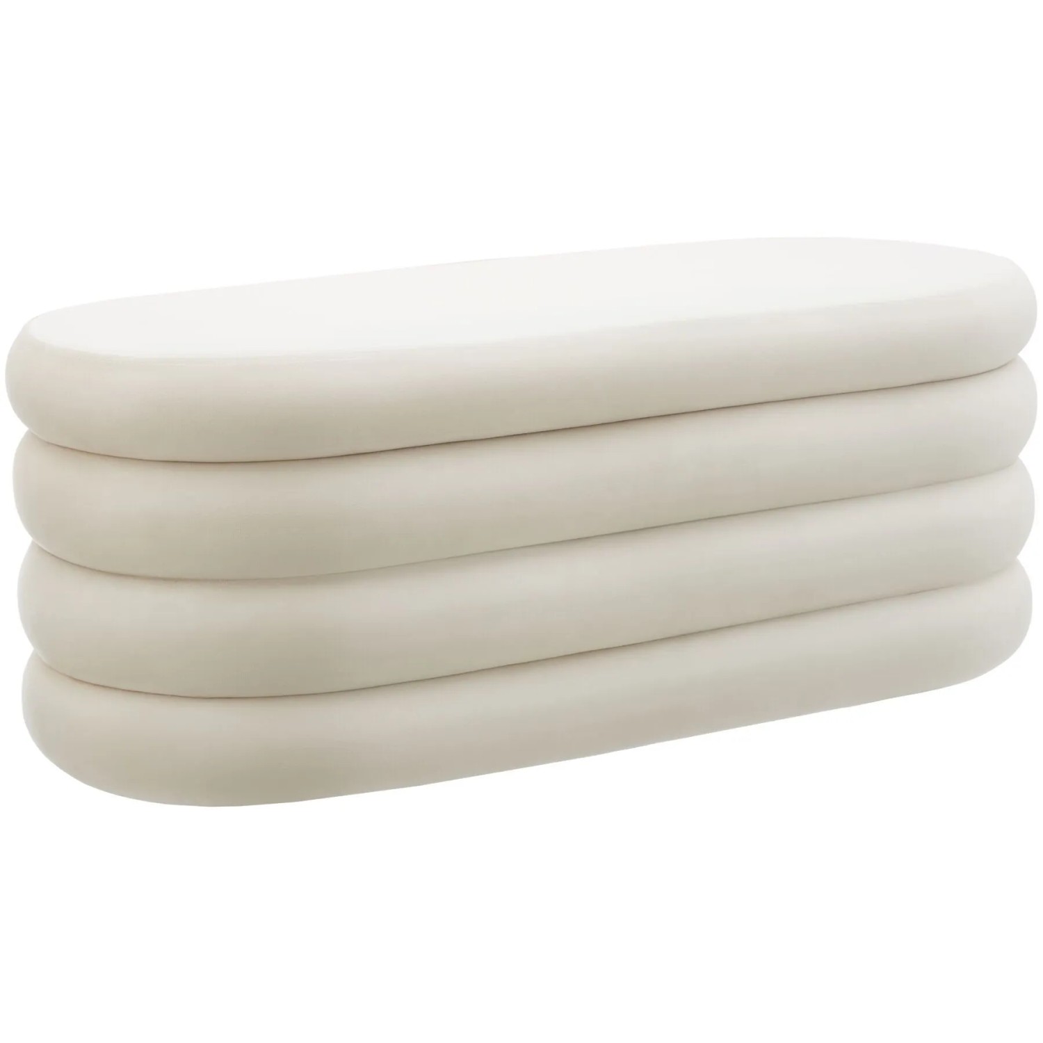Tectake Polsterbank Altu Mit Samt Oder Bouclé 2 Große Staufächer  45 x 110 x 42 cm Samtoptik Creme Weiß