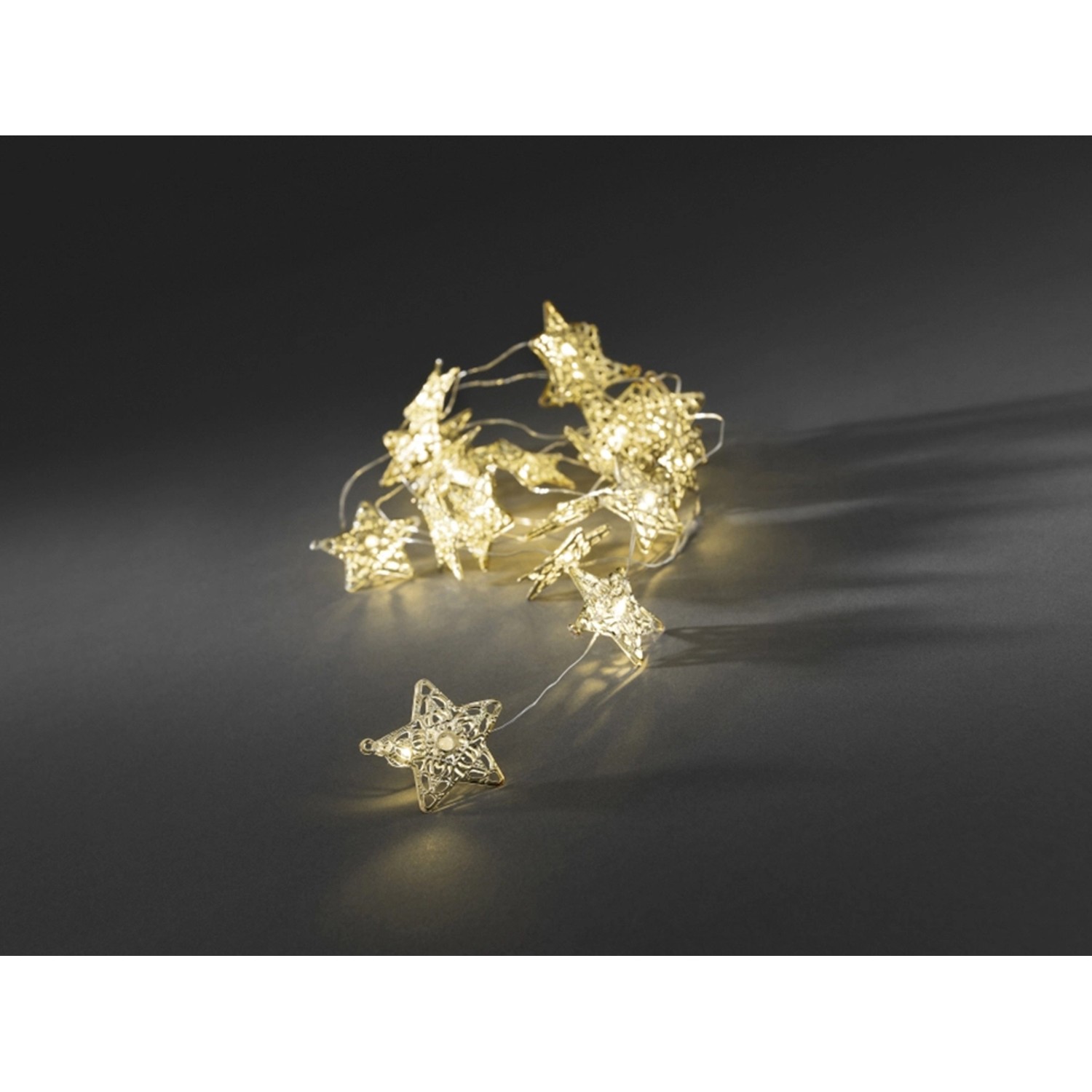 Konstsmide LED Dekokette Metallsterne Gold 20 Warmweiß