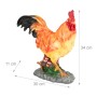 Detailreiche Gartenfigur Hahn aus Polyresin, braun, rot, gelb, 34x30x11cm. Wetterfeste Deko für Garten & Ostern.