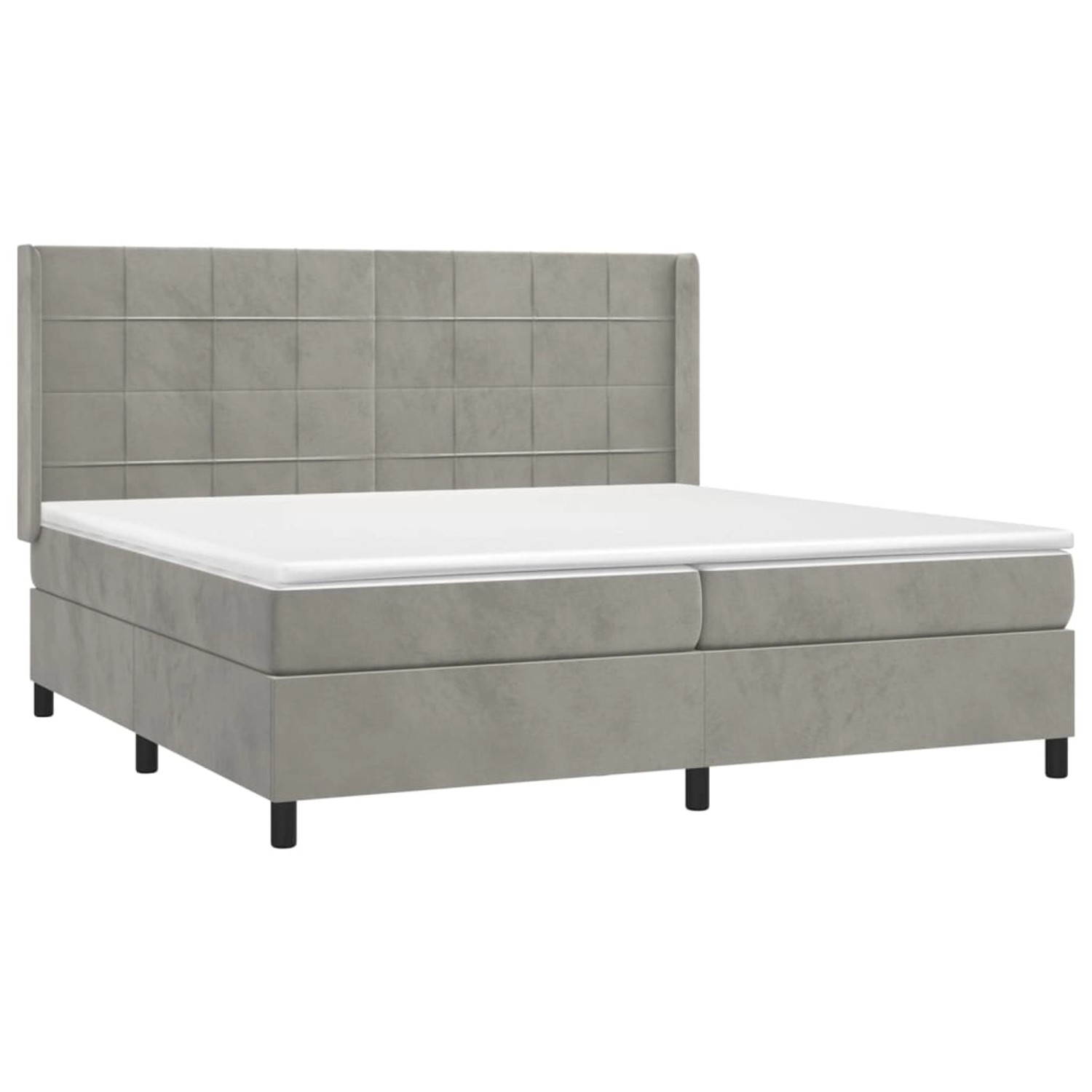 vidaXL Boxspringbett mit Matratze & LED Hellgrau 200x200 cm Samt 3139583 günstig online kaufen