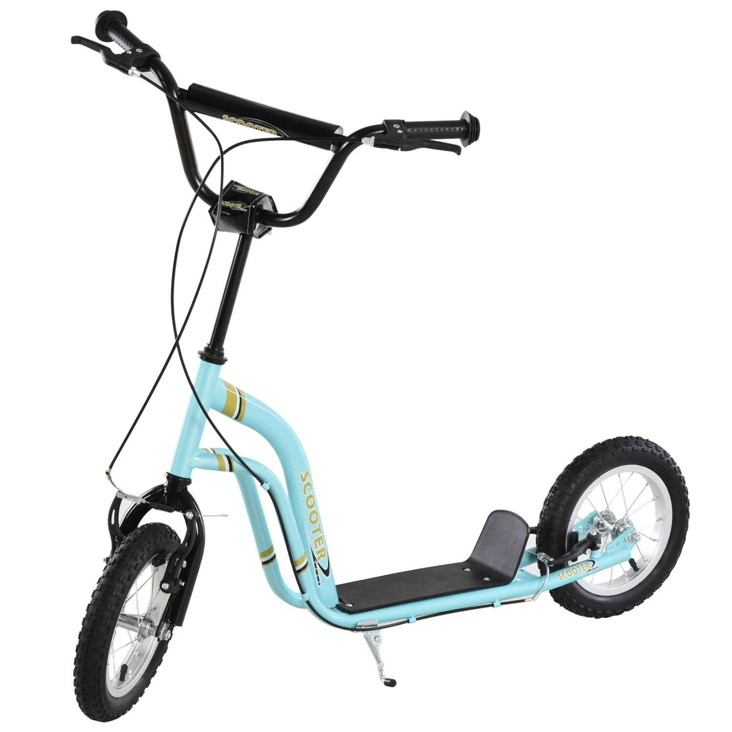 HOMCOM Kinderroller Höhenverstellbar Tretroller mit 12 Zoll Luftreifen