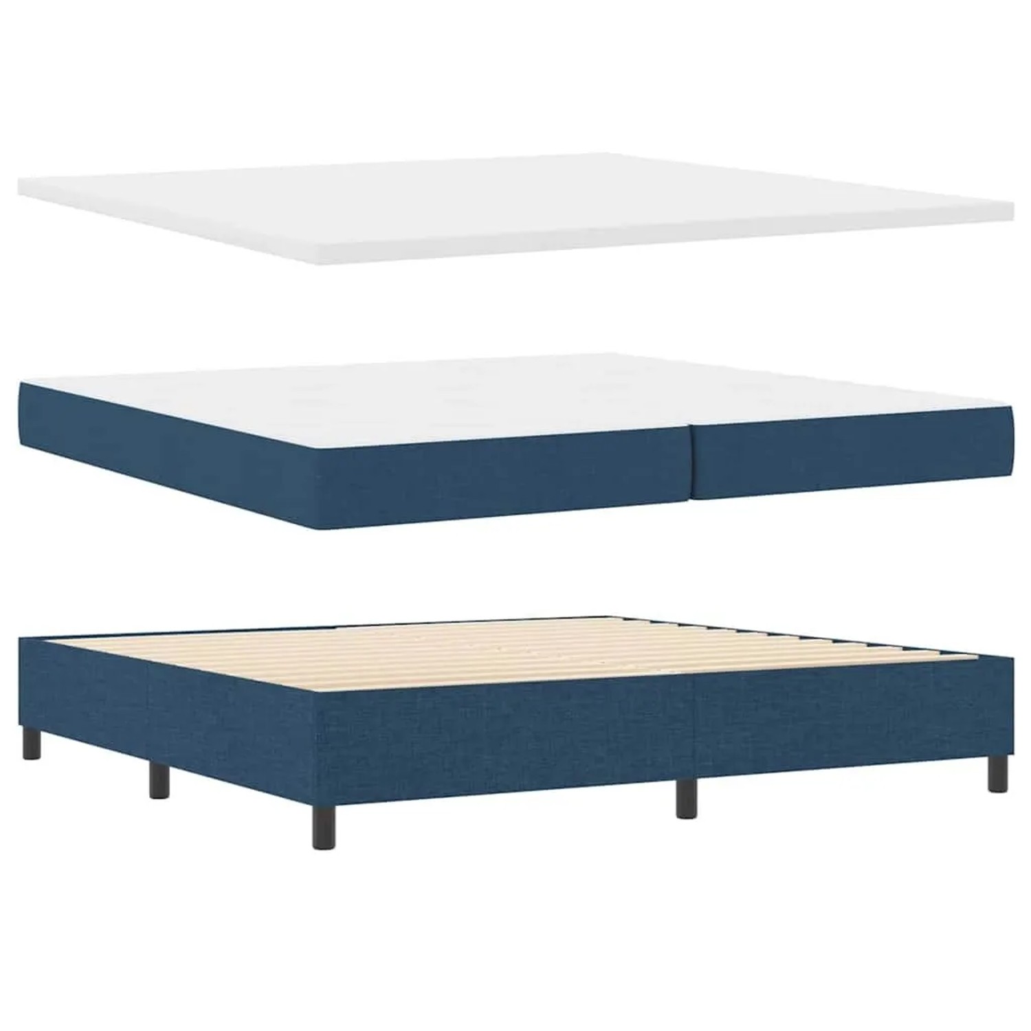 vidaXL LED Boxspringbett mit Matratze Blau 200 x 200 cm Stoff 3343531
