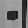 Detailaufnahme: Mattschwarzer Türgriff der Aurlane Komplettdusche Grey Touch.