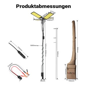Wiltec Campinglampe Höhenverstellbar V2 Led Strahler 115W 11224 Lm Anschluss 12V