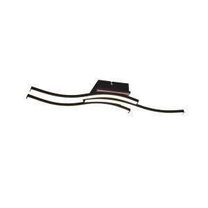 Moderne, 3-flammige LED-Deckenleuchte Route in Schwarz Matt, 56 cm breit.