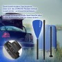 Blaues 24MOVE SUP Paddel, zerlegt in 3 Teile, vor Kofferraum und Koffer. Aluminium Stechpaddel.