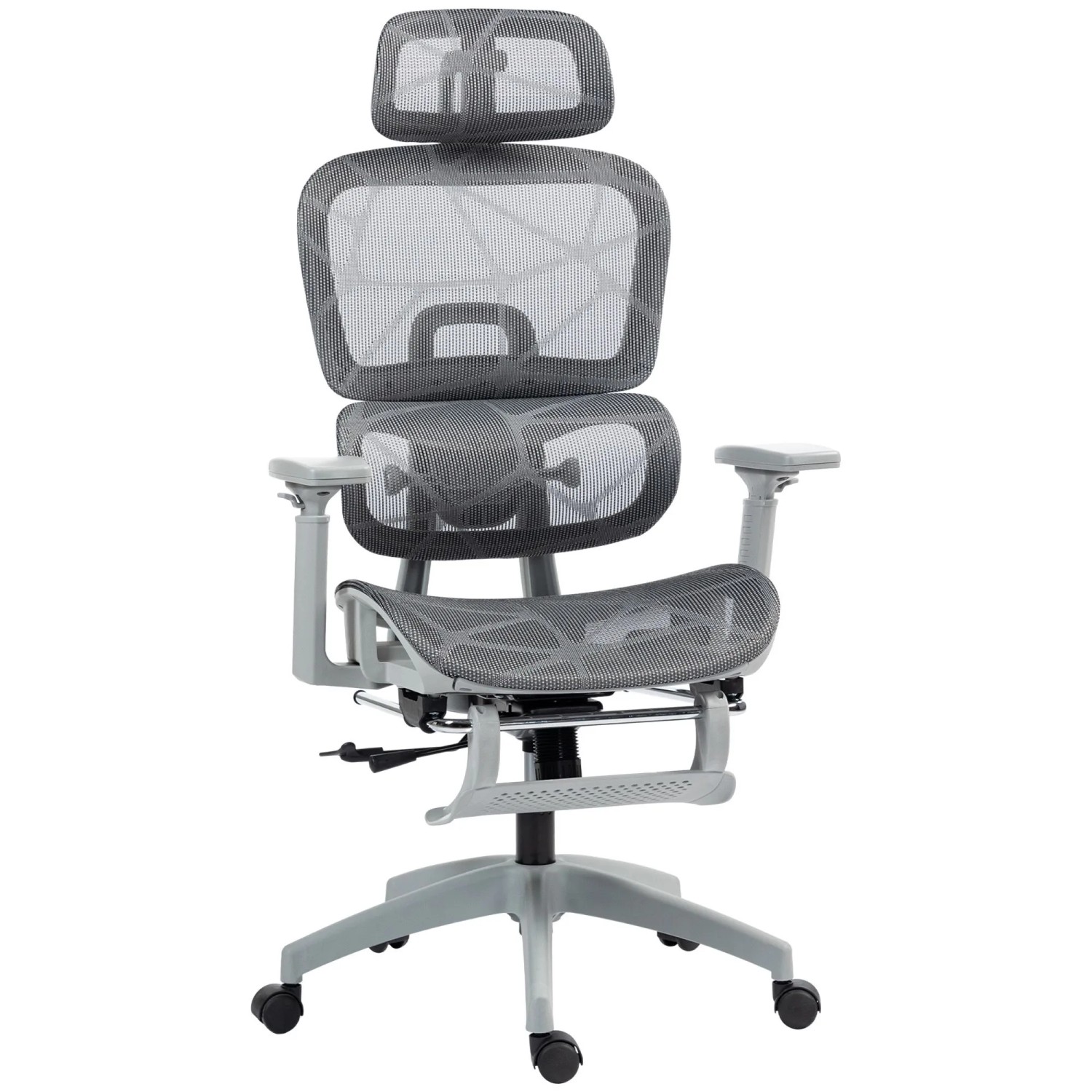 HOMCOM Bürostuhl Polyester 66L x 64B x 114-122H cm Grau