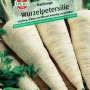 Sperli Wurzelpetersilie Halblange Samenpackung mit Petersilienwurzeln und Blättern.