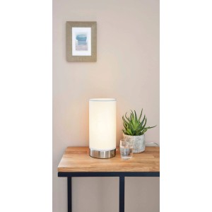 Eglo Tischleuchte Pasteri, weiße Stofflampe mit Touch-Funktion, E27, 40W, für Nachttisch oder Sideboard.