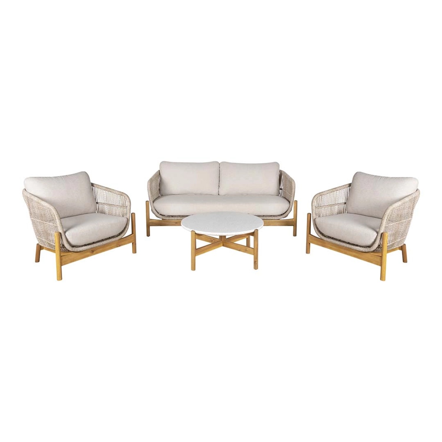 ebuy24 Terracina Lounge-Set mit Sitzkissen Garten Braun Beige