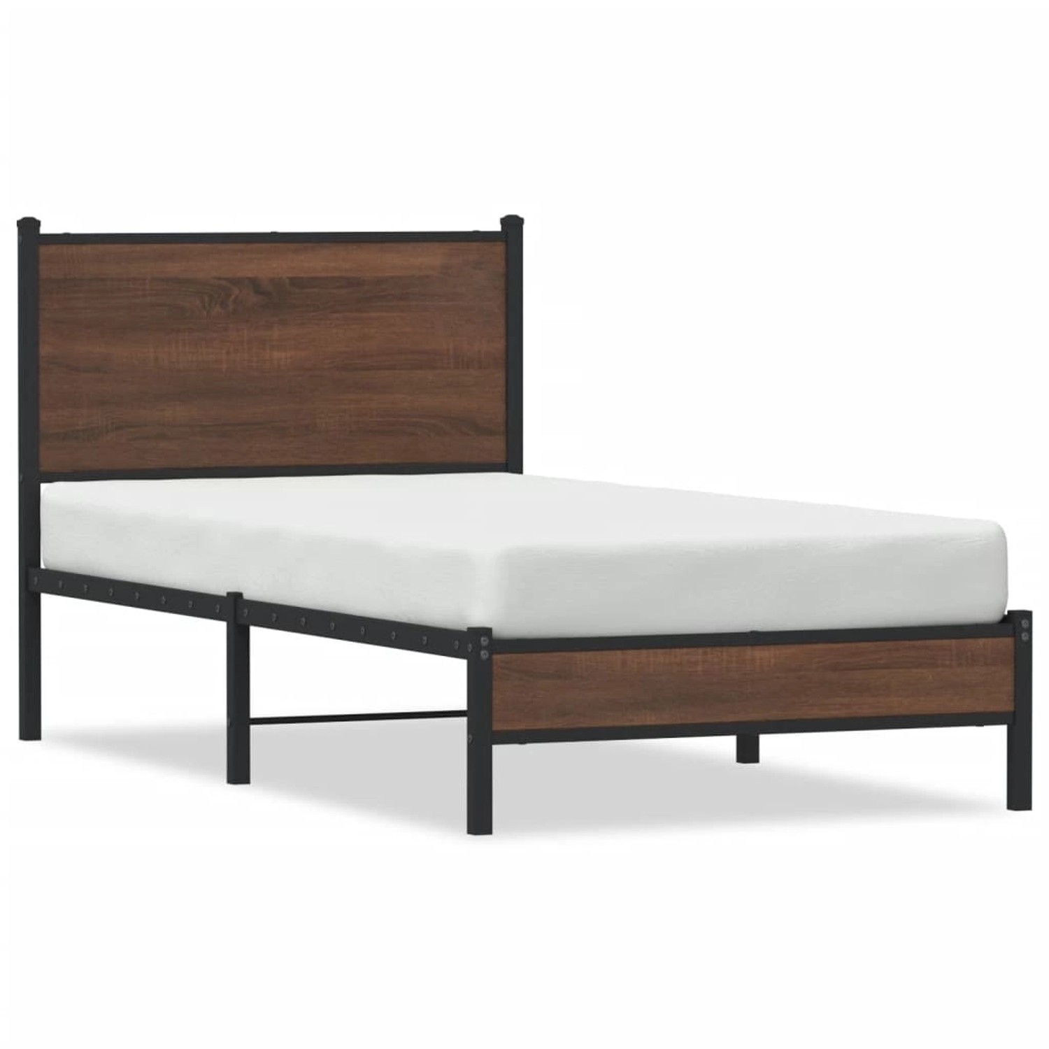 vidaXL Bettgestell mit Kopfteil Metall Braun Eichen-Optik 75x190 cm Modell günstig online kaufen