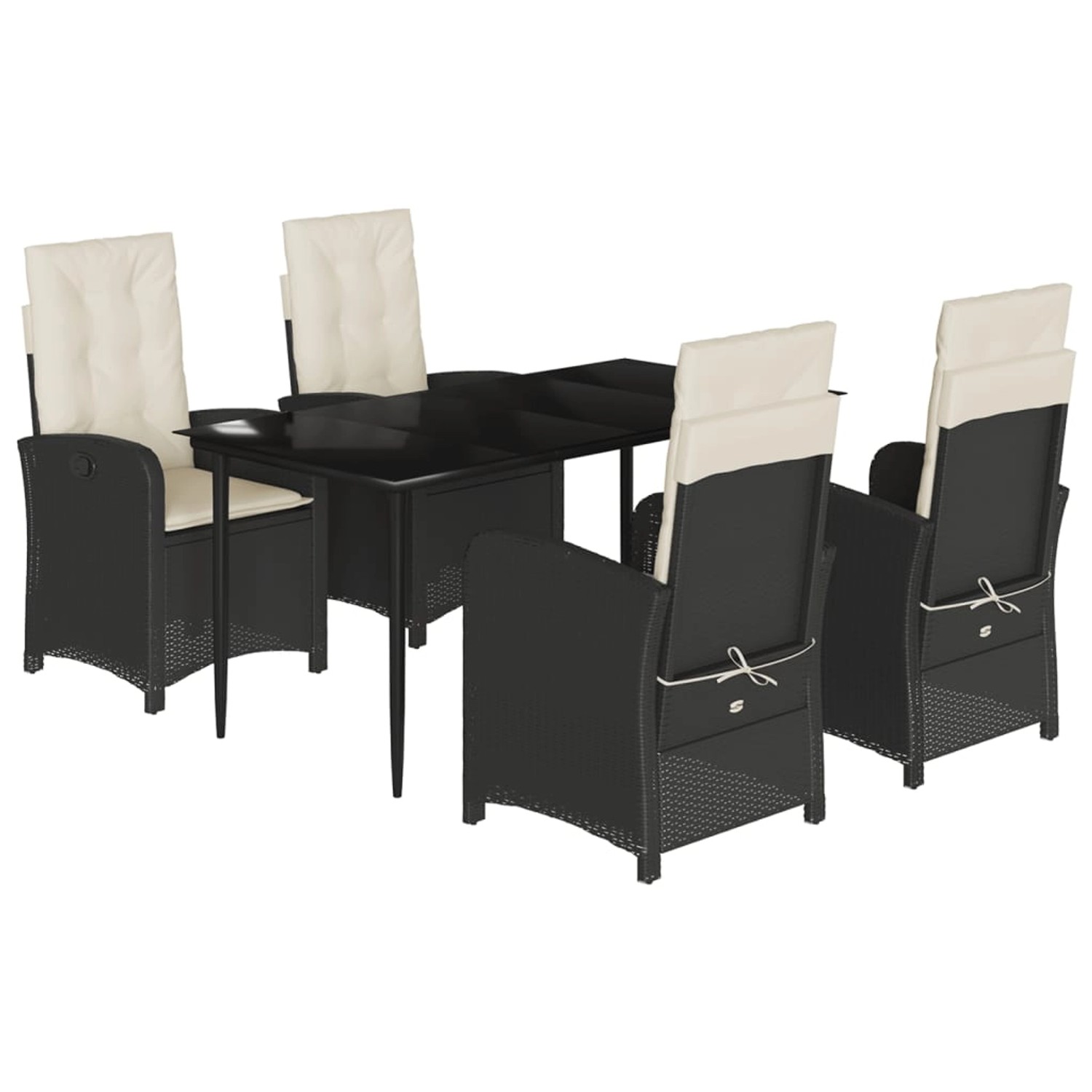 vidaXL 5-Tlg Garten-Essgruppe mit Kissen Schwarz Poly Rattan 3212294 günstig online kaufen