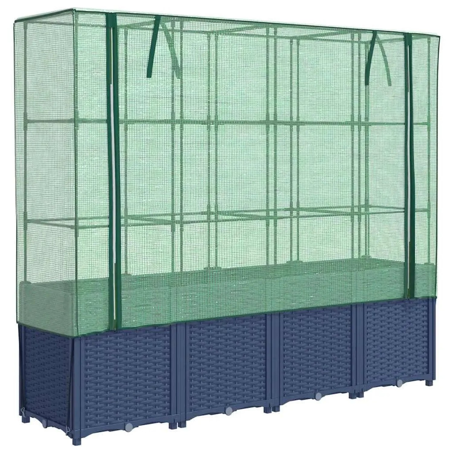 Furnicato Hochbeet Mit Gewächshausabdeckung Rattanoptik 160x40x153 Cm