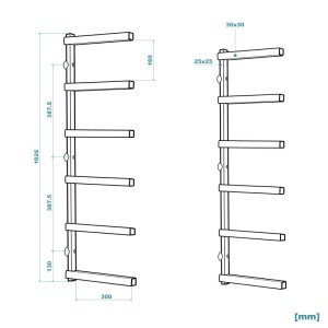 Technische Zeichnung: Xpotool Metall Kragarmregal mit 6 Ebenen, Maßen. Schwerlastregal für Holzlagerung.
