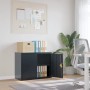 Anthrazitfarbener vidaXL Aktenschrank aus Stahl, 90x40x70 cm, mit offenem Fach und Ordnern.