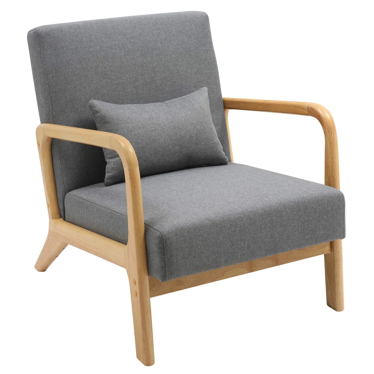 DELUKE Lounger Sessel DUBAI Holz Hellgrau 64x80x74cm Loungesessel Wohnzimmer Bequem Lounger Clubsessel Sofa Hotelsessel