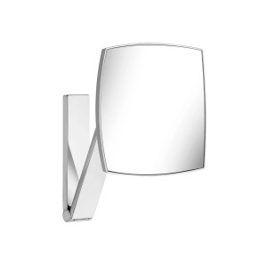 Verchromter Keuco Kosmetikspiegel iLook move, eckig, mit Schwenkarm zur Wandmontage.