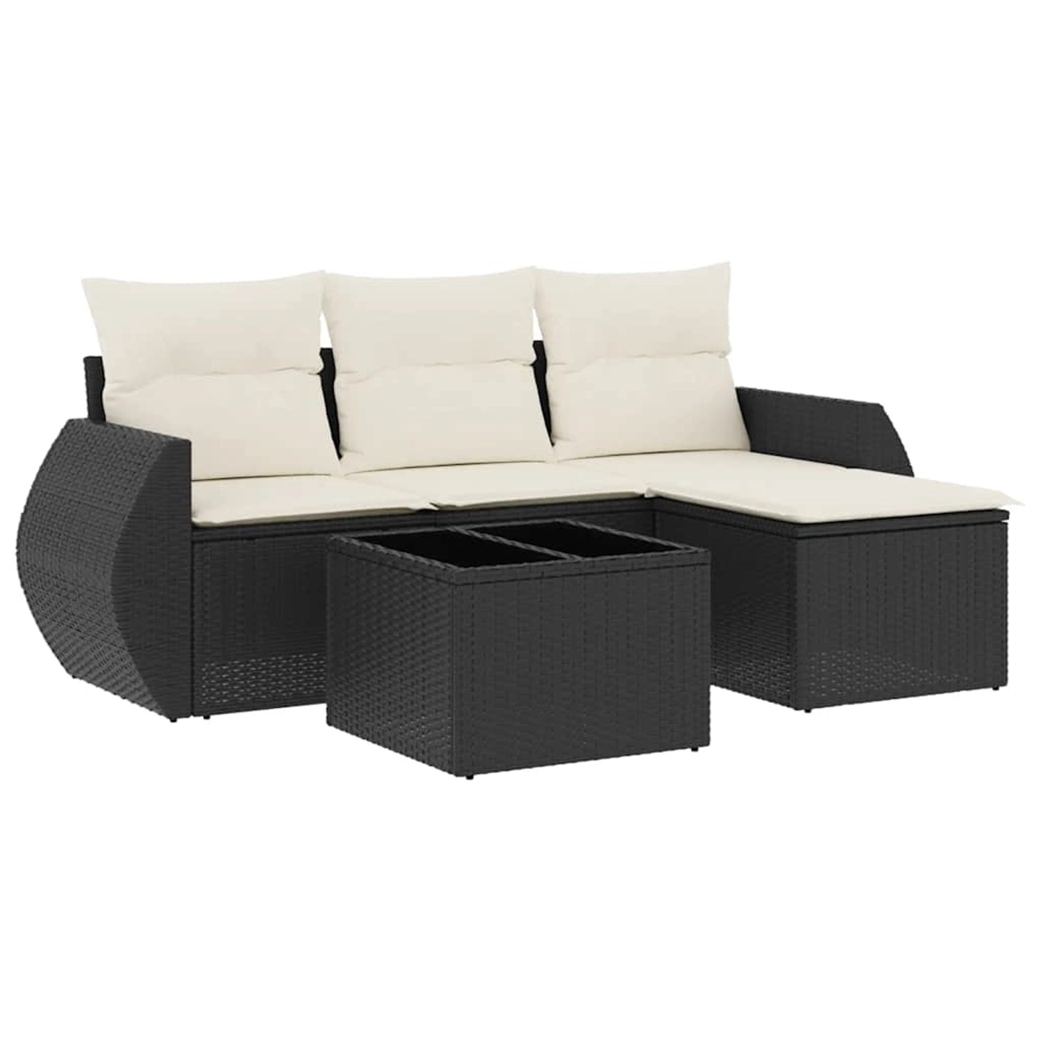 vidaXL 5-Tlg Garten-Sofagarnitur mit Kissen Schwarz Poly Rattan 3253613 günstig online kaufen