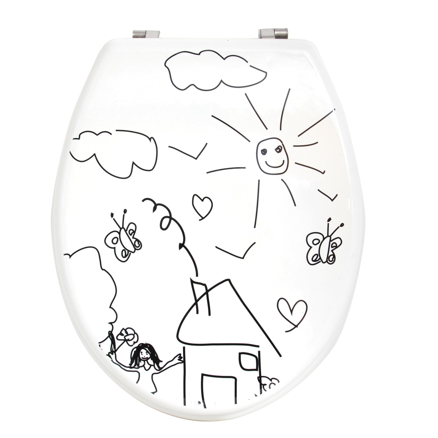 MSV WC-Sitz Kindergarten MDF 42,5 cm x 36,5 cm x 5 cm Weiß-Schwarz günstig online kaufen