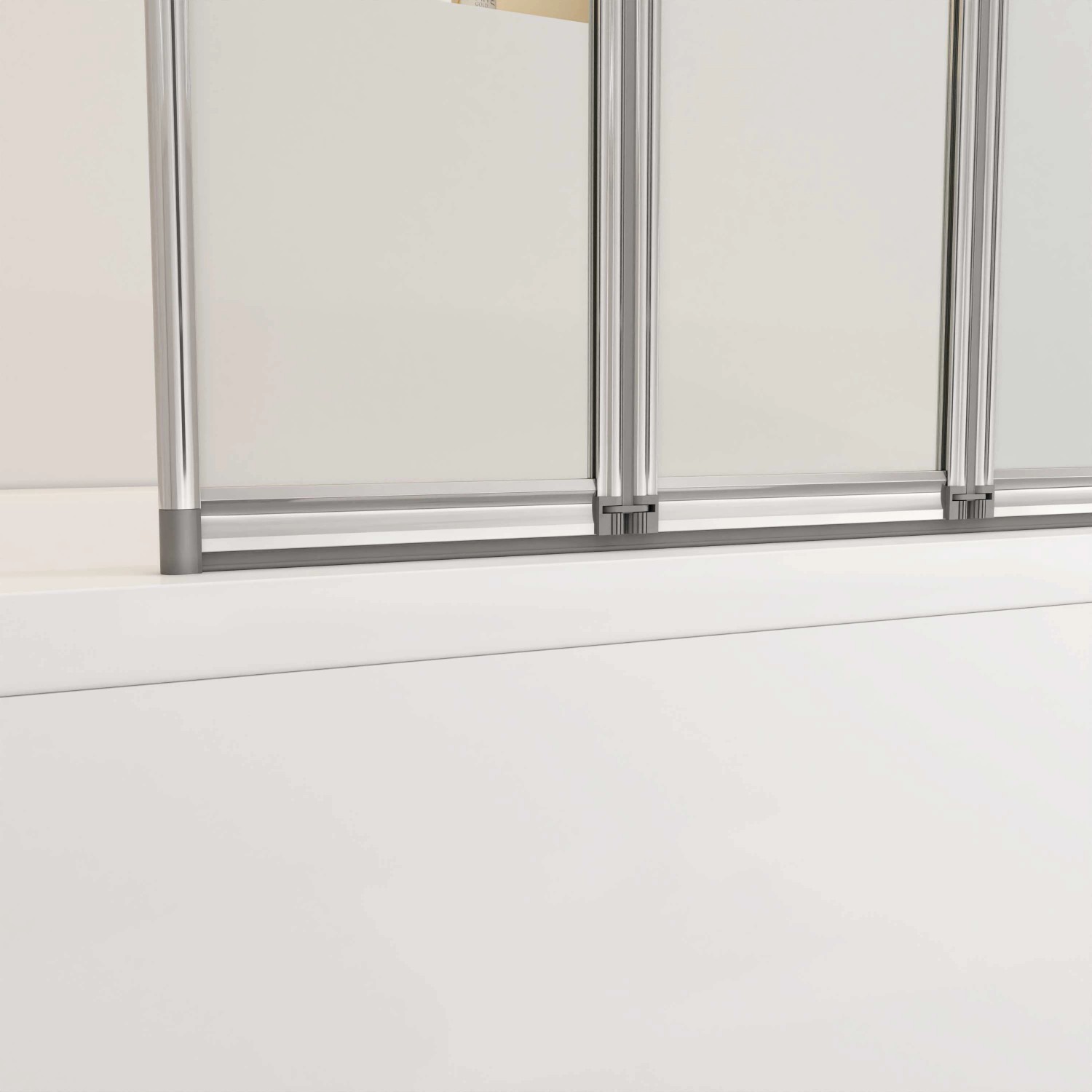 AICA 5-teilige Duschtrennwand Faltwand aus Glas mit Chromrahmen für Badewanne.