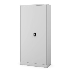 Jan Nowak Metallschrank Aktenschrank 90x185x40 cm mit Zylinderschloss und 4 Fachböden Grau