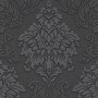 A.S. Creation Vliestapete Metropolitan Stories Lizzy London Damask Schwarz mit floralem Muster.