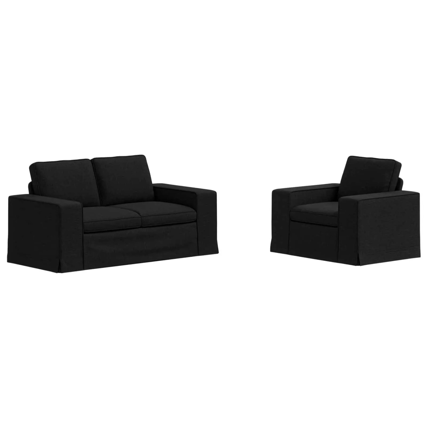 vidaXL Sofa 2-Tlg Schwarz 182 x 80 x 82 cm Stoff 3407502