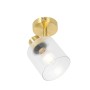 Verstellbarer Art Deco Deckenstrahler Laura in Gold mit geripptem Glas.