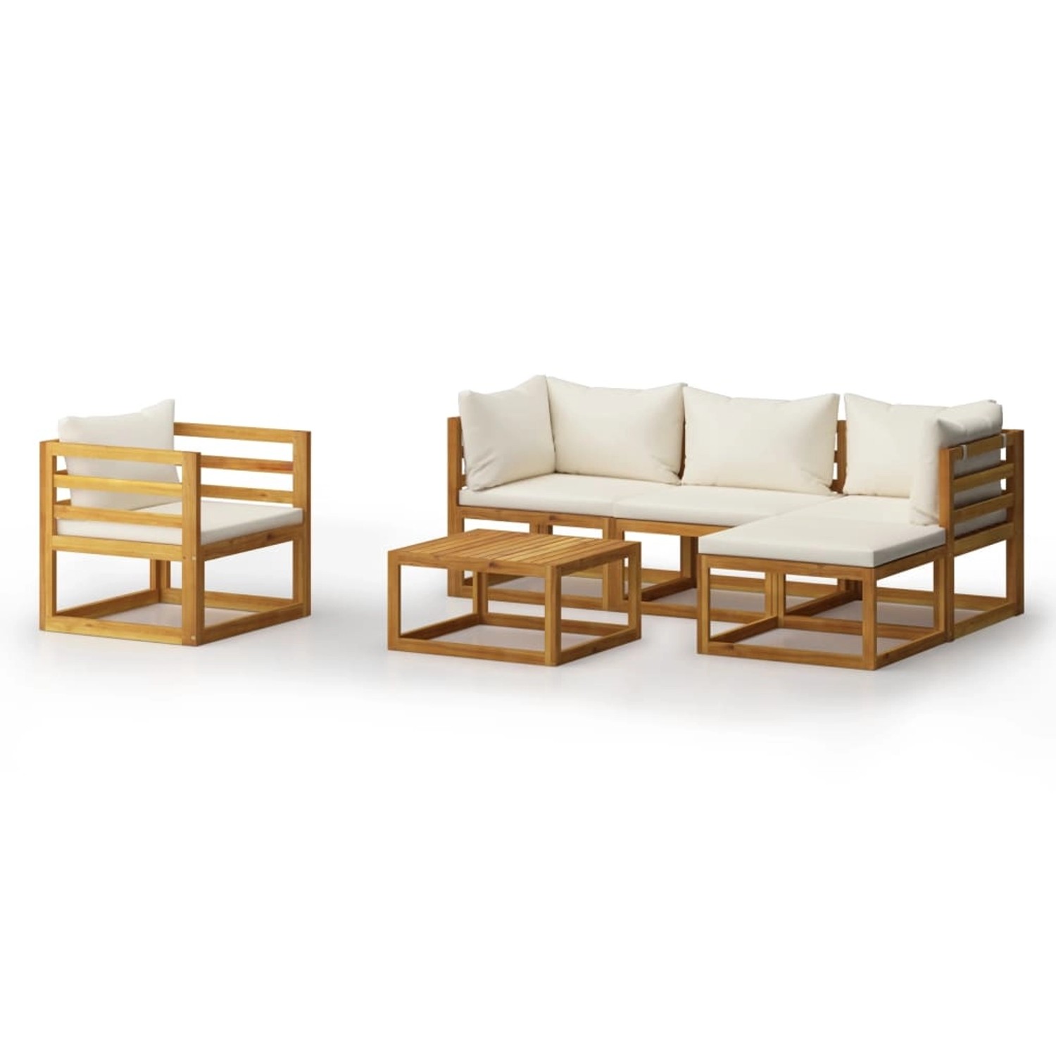 vidaXL 6-tlg Garten-Lounge-Set mit Auflagen Creme Massivholz Akazie Modell 1