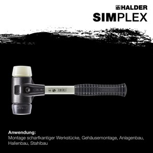 Halder Simplex Schonhammer Ø 30 mm Gummi   Nylon mit Verstärktem Tempergussgehäuse und FiberglasStiel