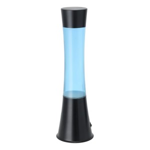Eglo LED-Lavatischleuchte: schwarzer Sockel, blaues Liquid, klares Glas. Moderne Tischlampe mit Lava-Effekt.