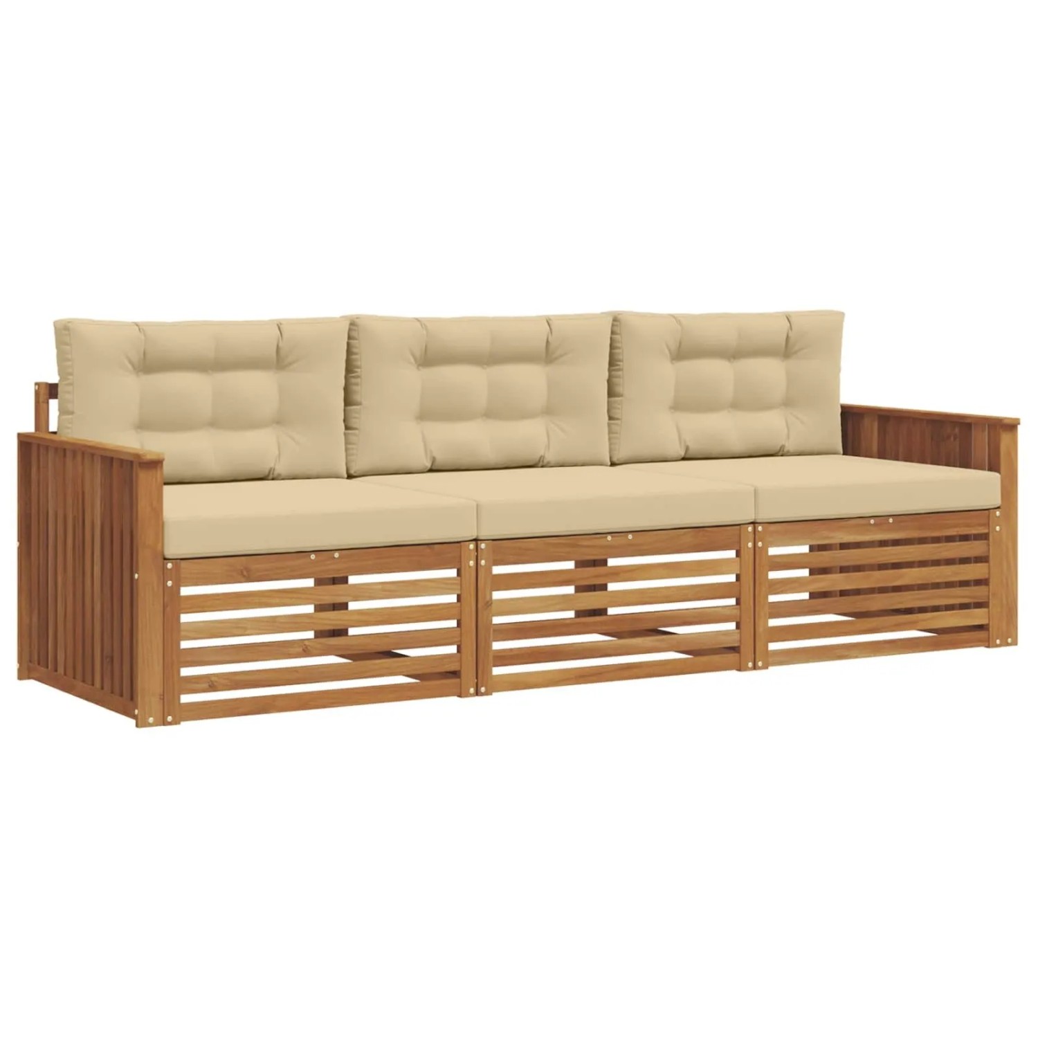 vidaXL Outdoor-Sofagarnitur mit Kissen 3-Tlg Natur und Beige 3372938