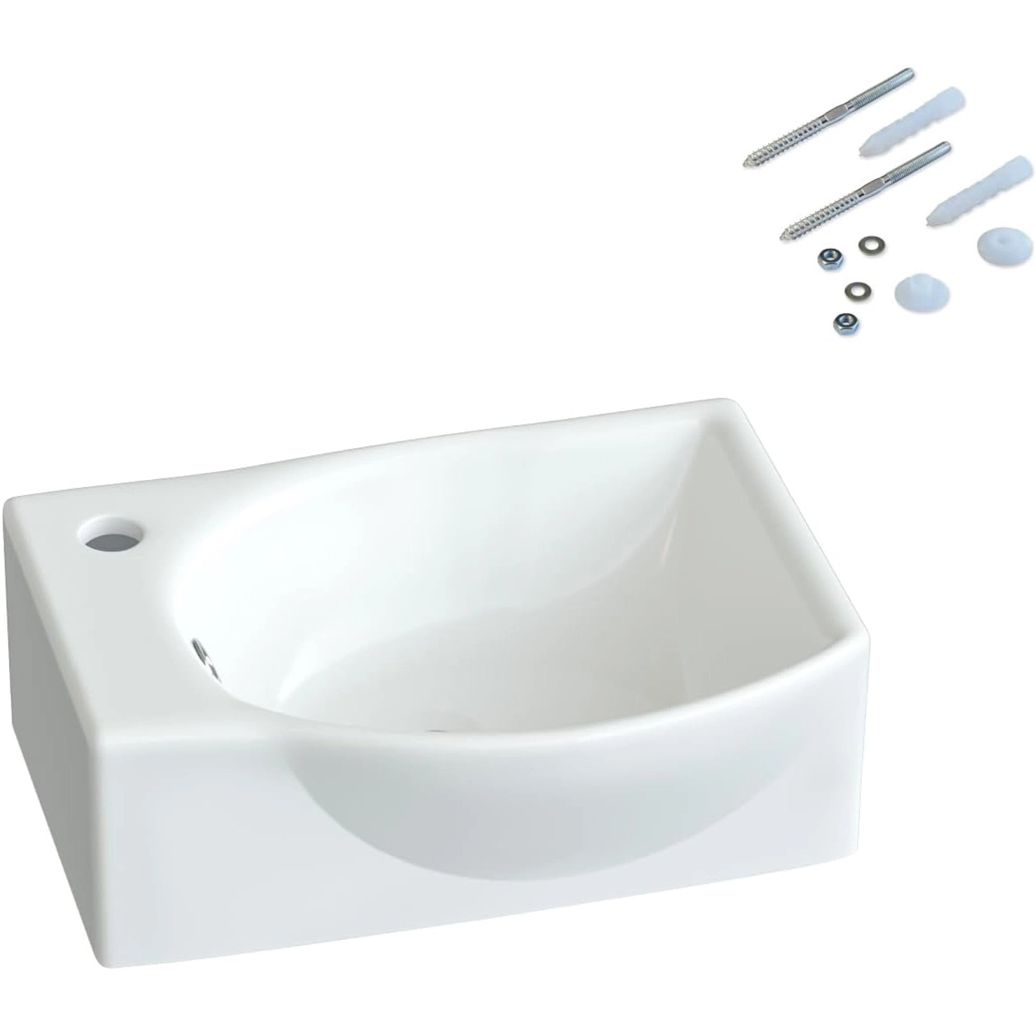 Aquabatos Handwaschbecken Keramik 40,5 x 28 x 12 cm Waschbecken Waschtisch günstig online kaufen