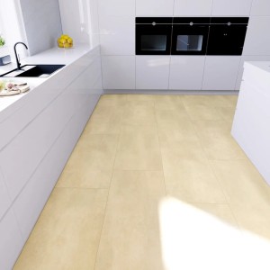 Beige Anaturo Klebe-Vinylboden Mio 55 Stone Monza in moderner Küche.