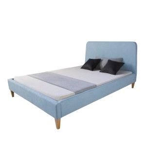 Homestyle4u Polsterbett 140 x 200 cm Bettgestell Mit Lattenrost Blau 1832