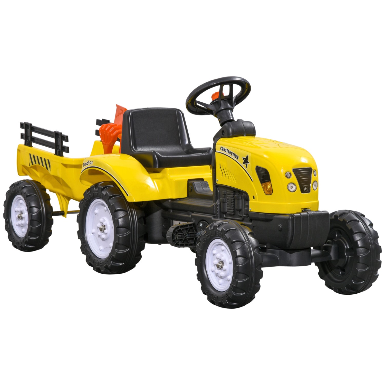 HOMCOM Trettraktor mit Anhänger für Outdoor 133 x 42 x 51 cm