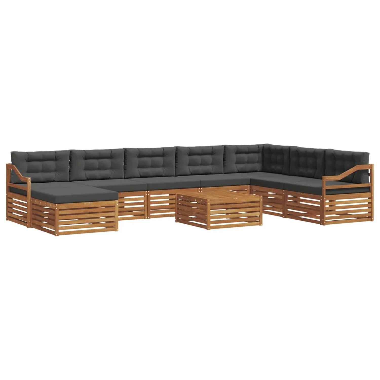 vidaXL Sofagarnituren 9 Tlg Natur und Anthrazit Massivholz Akazie 3373997