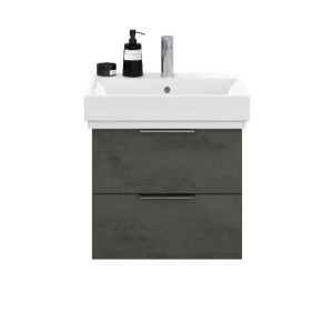 Steinkamp Waschtischunterschrank Living 2.0, dunkelgrau mit GROHE Cube Waschtisch 60 cm.