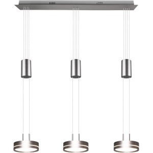 Moderne Trio LED-Pendelleuchte Franklin in Nickel Matt, dimmbar und höhenverstellbar.