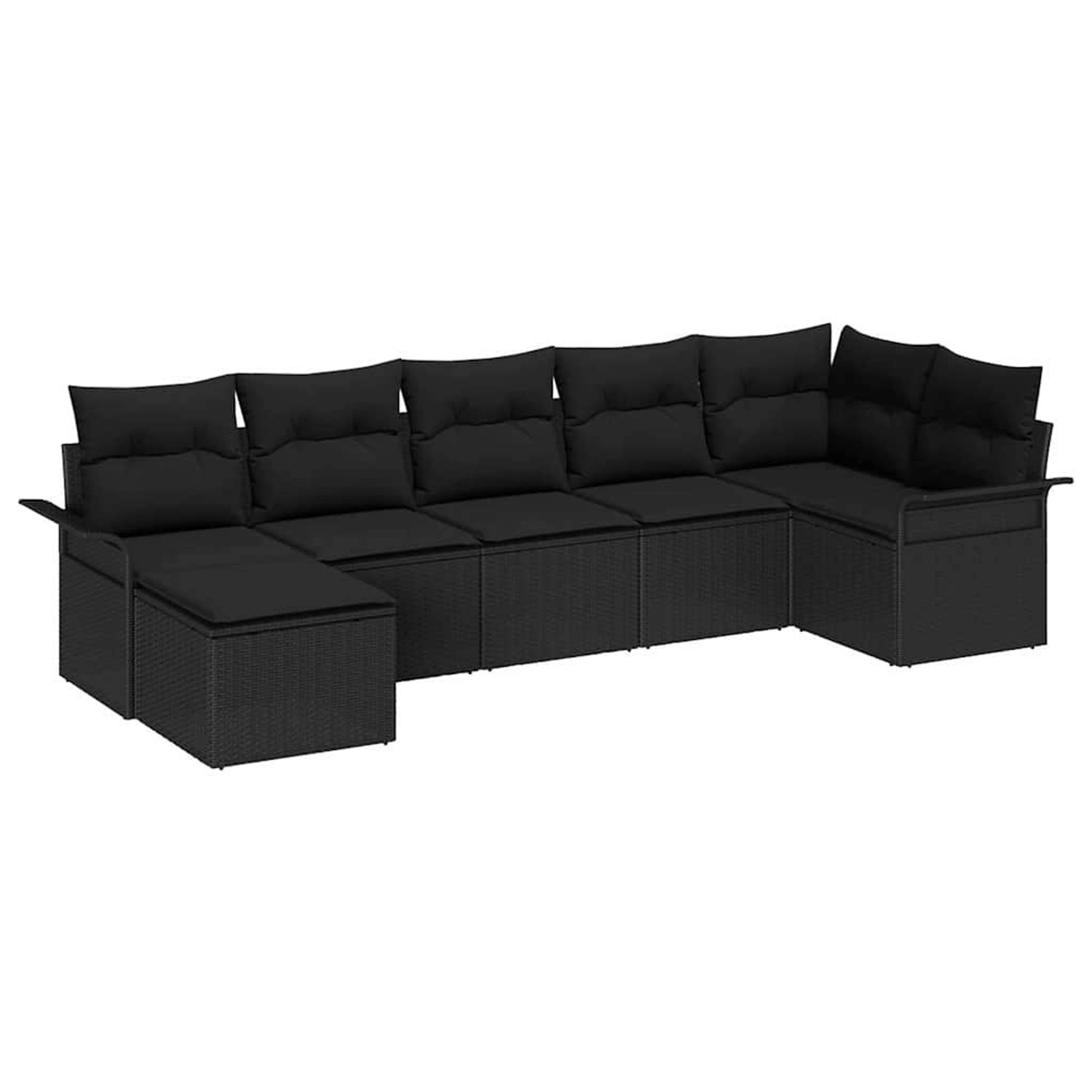 vidaXL Garten-Sofa-Set mit Kissen 7-Tlg Schwarz Poly Rattan 3345453 günstig online kaufen