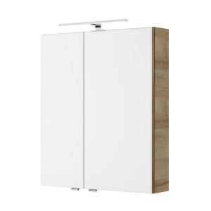 Pelipal Spiegelschrank 60cm, Serie 4035, Riviera Eiche Dekor, mit Aufsatzleuchte.