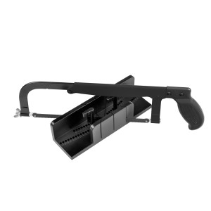 Windhager Zuschnitt-Set: Gehrungslade mit Säge für Insektenschutzprofile, schwarz.