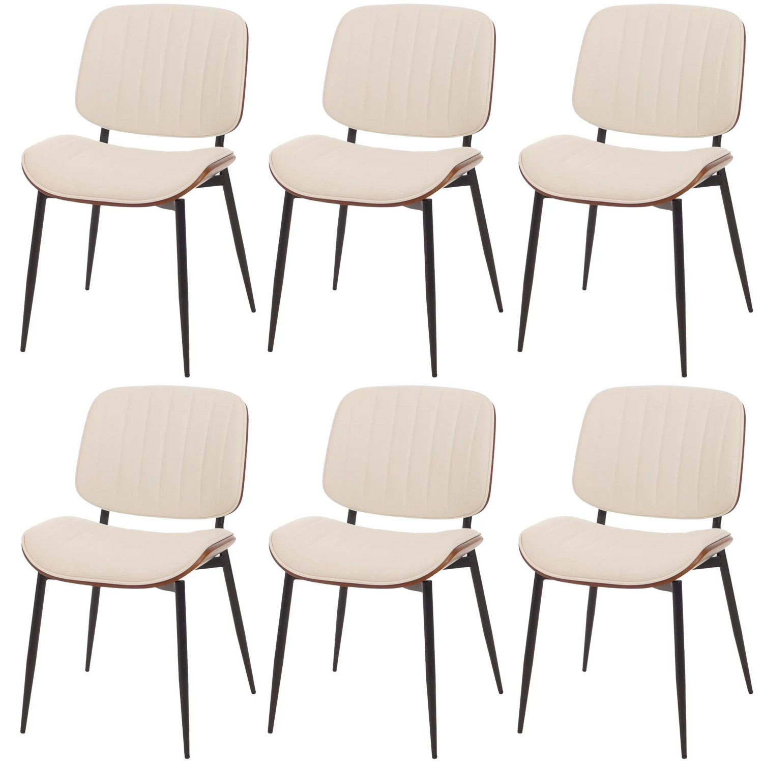 MCW Esszimmerstuhl O44 6er-Set Walnuss-Optik Weiß günstig online kaufen