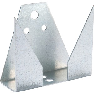 Detailaufnahme einer Befestigungsklammer aus Metall für Kellerdecken-Dämmplatten.