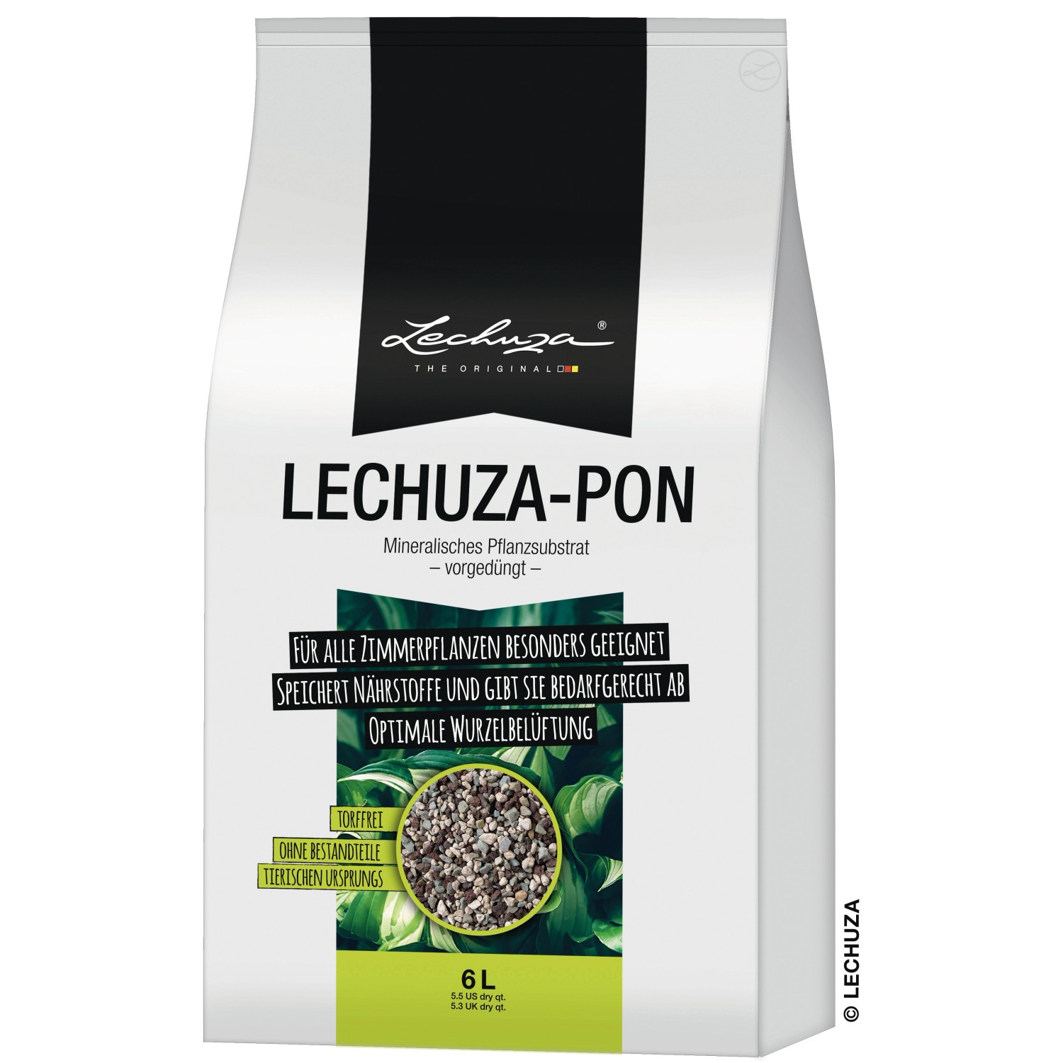 Lechuza Pon Pflanzsubstrat, 6 Liter, für Pflanzgefäße und eine optimale Nährstoffversorgung.