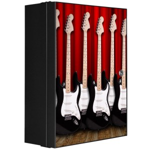 Abschließbarer Banjado XXL Medizinschrank mit E-Gitarren Motiv, anthrazit, 35x46x15cm.