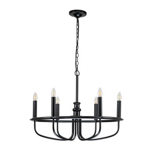 Licht-Erlebnisse Kronleuchter Schwarz Metall Ø 73 cm Rund 6-Flammig E14