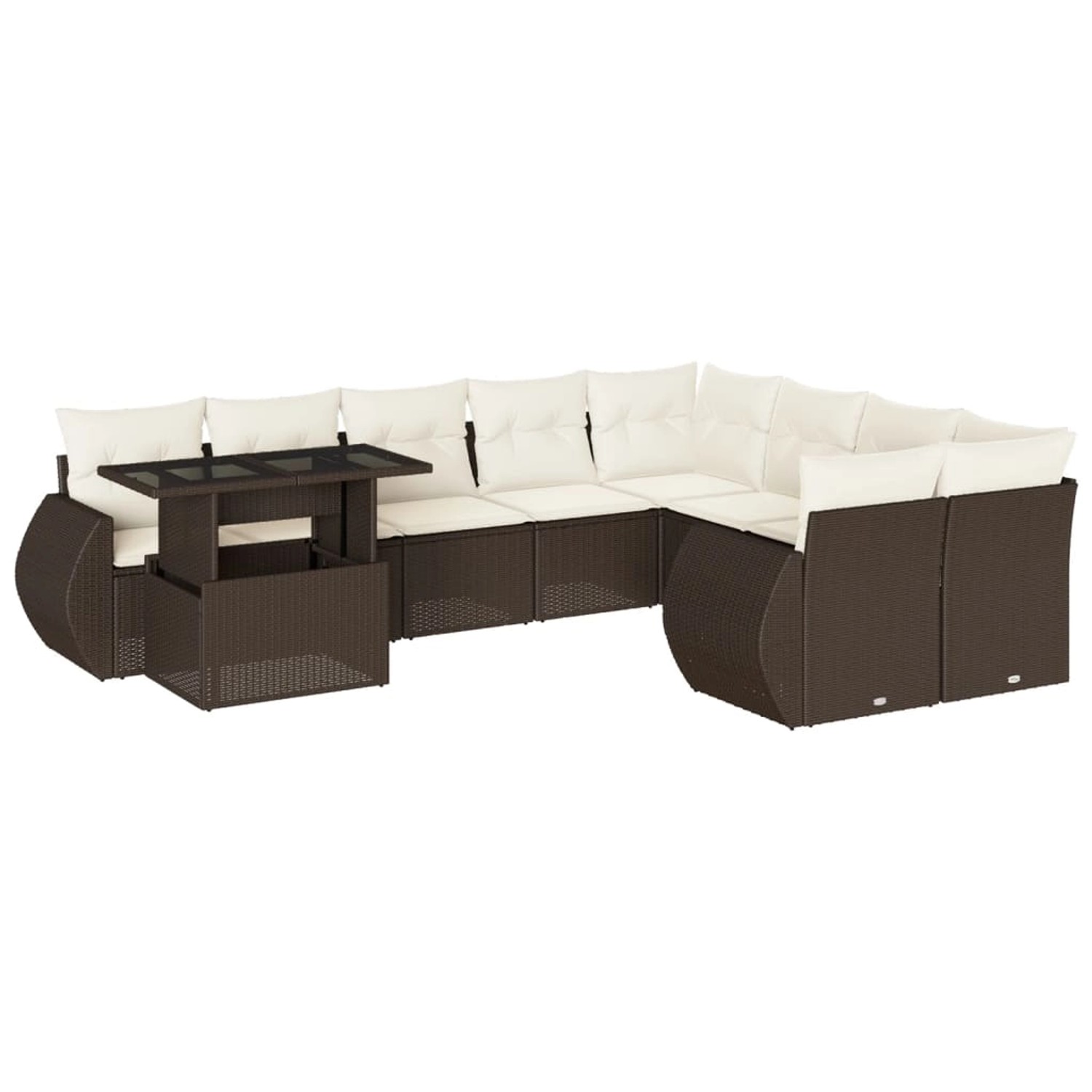 vidaXL 10-Tlg Garten-Sofagarnitur mit Kissen Braun Poly Rattan 3268773 günstig online kaufen