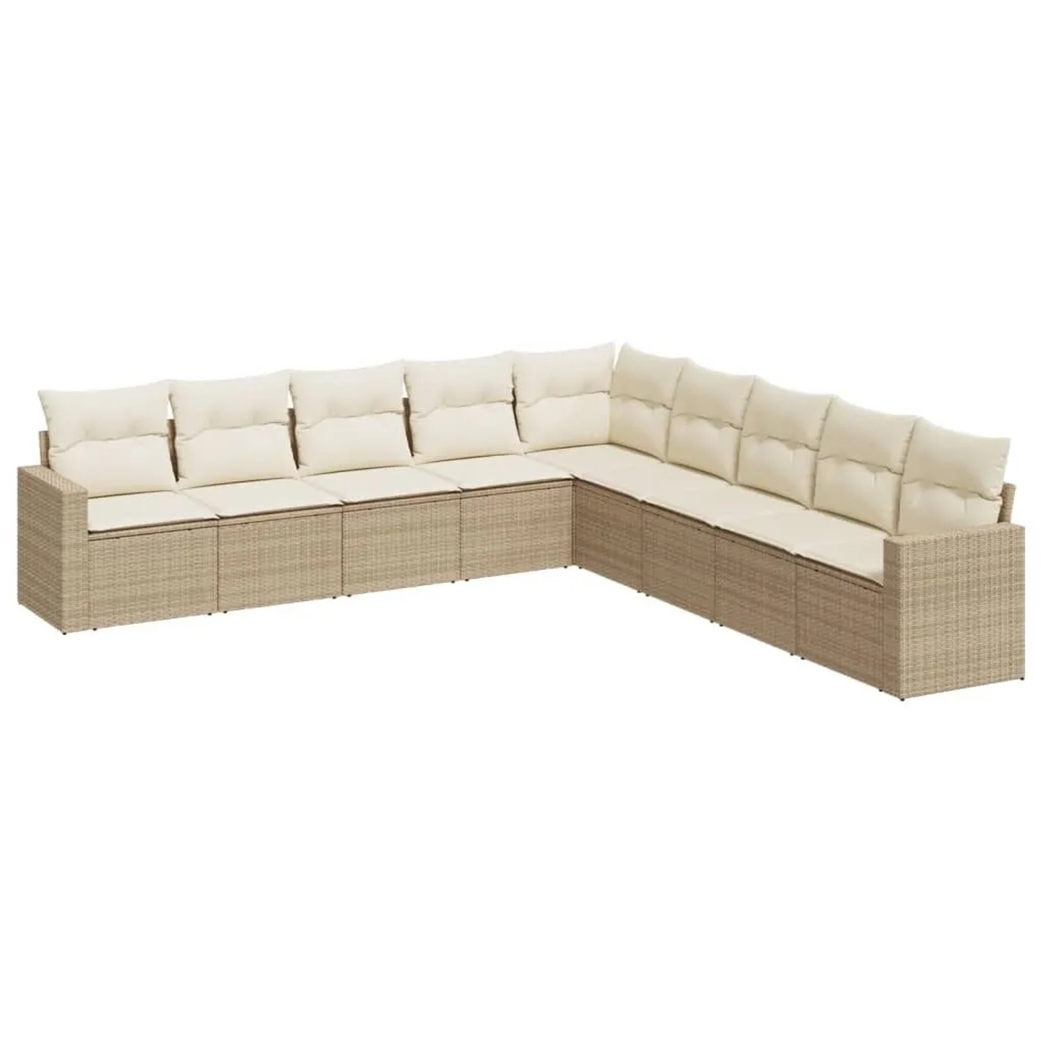 vidaXL 9-Tlg Garten-Sofagarnitur mit Kissen Beige Poly Rattan 3251425