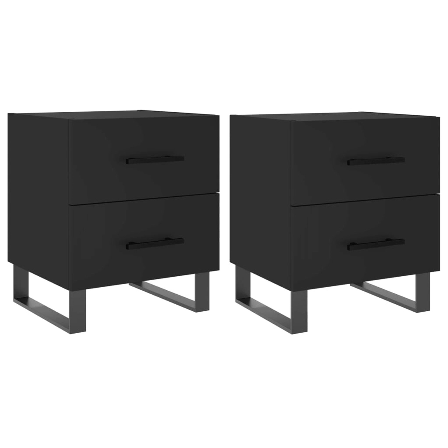 vidaXL Nachttische 2 Stk Schwarz 40x35x47,5 cm Holzwerkstoff Modell 9 günstig online kaufen